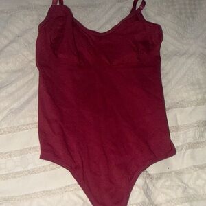Women's Burgundy Scoop Neck Bodysuit